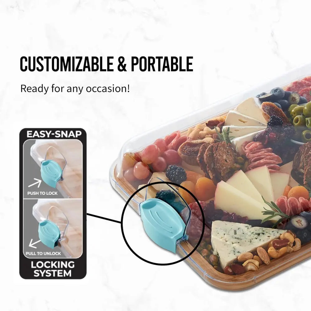 BowLift | Serving platter & cutting board – 2-in-1 design with lid for preparation & presentation!