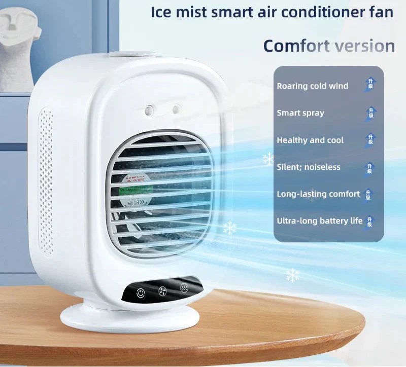 BowLift | CoolAir Breeze | 3-in-1 Fan & Humidifier | Compact and USB-powered | 7 Color Mood Light