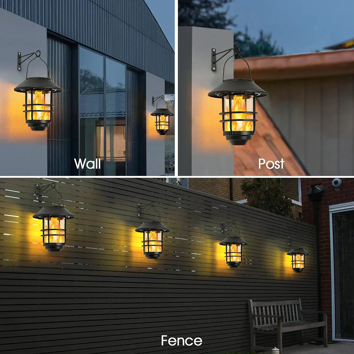BowLift | Solar Wireless Waterproof Flickering Sun Flame Lantern Light | - WallLant