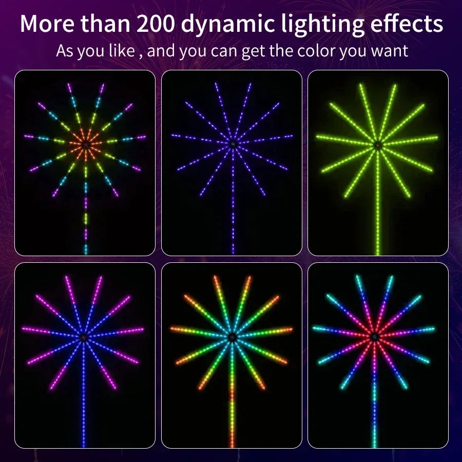 BowLift | RGBIC Fireworks String Lights | Bluetooth & Music Control via App | 5V USB Dream Color Garland for Party, Wedding & Christmas | Aurafyre