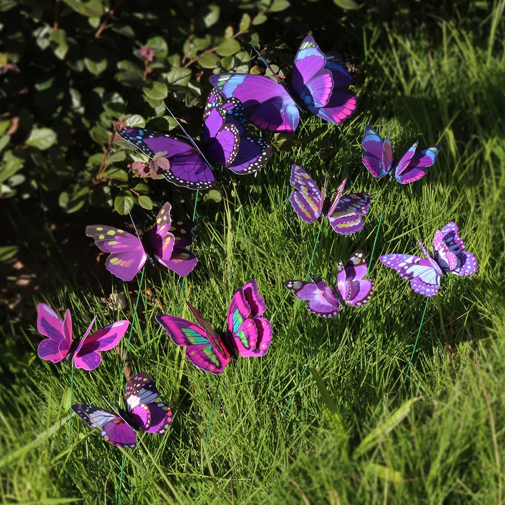 BowLift | Papiluna Garden Stake | 10 Colorful Butterflies | Weatherproof & Decorative | For Bed & Balcony