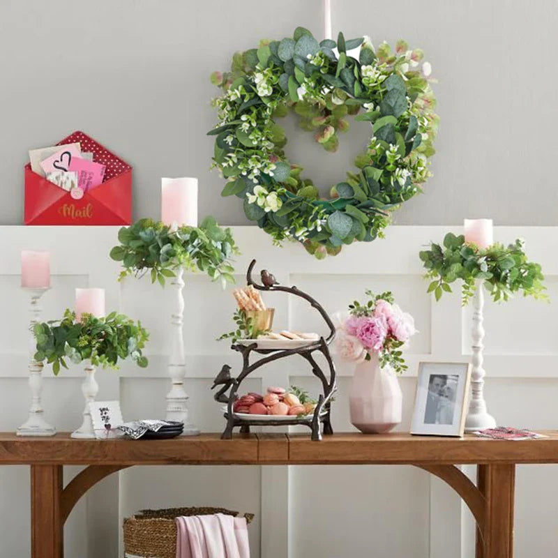 BowLift | EverLeaf | Eucalyptus Wreath with Artificial Flowers | Handcrafted Decoration for Christmas, Wedding & Home