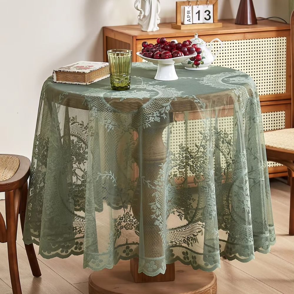 BowLift | Sheer Lace Round Floral Tablecloth