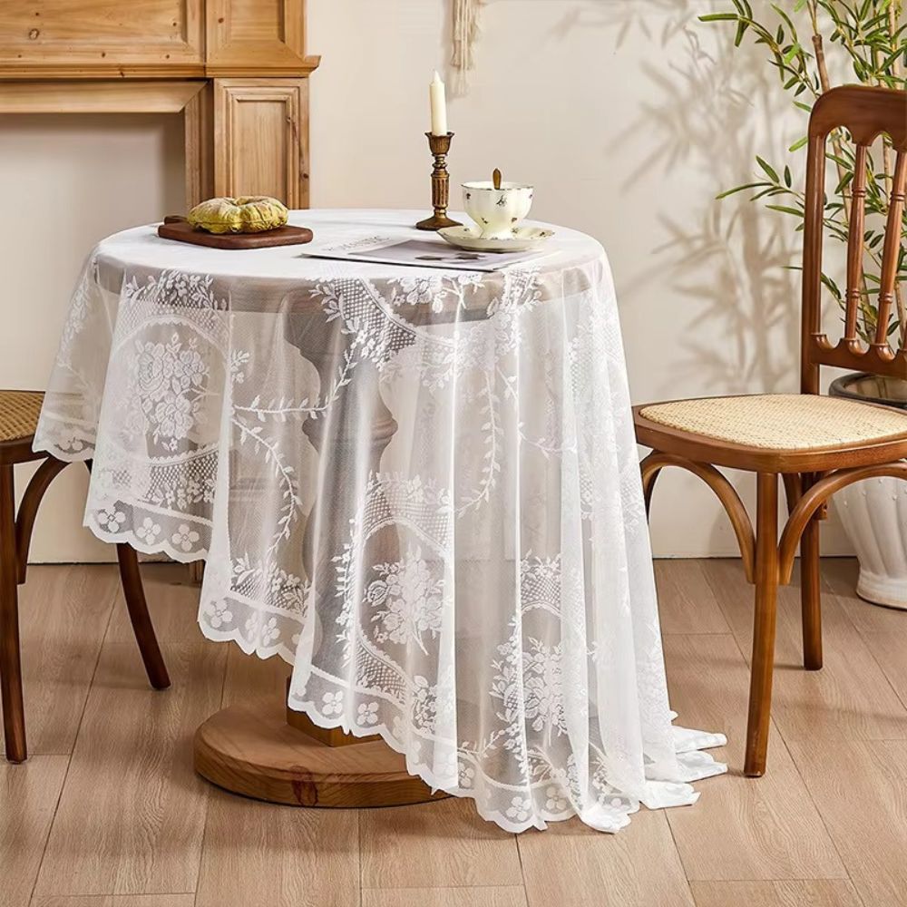 BowLift | Sheer Lace Round Floral Tablecloth