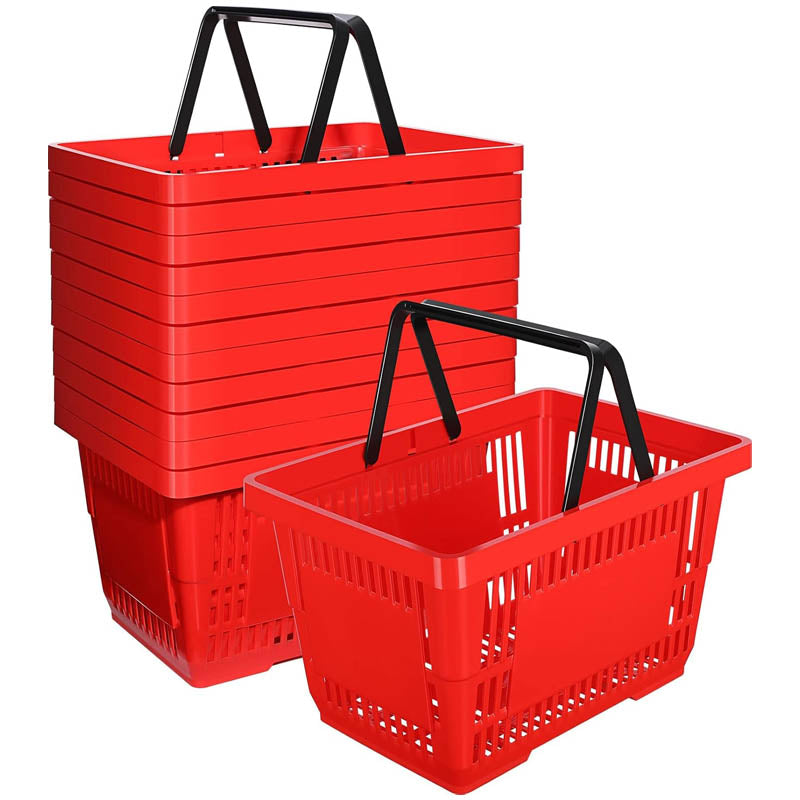 BowLift | 12 Pcs Shopping Basket 20 L Plastic Shopping Baskets with Handles for Market Grocery Supplies