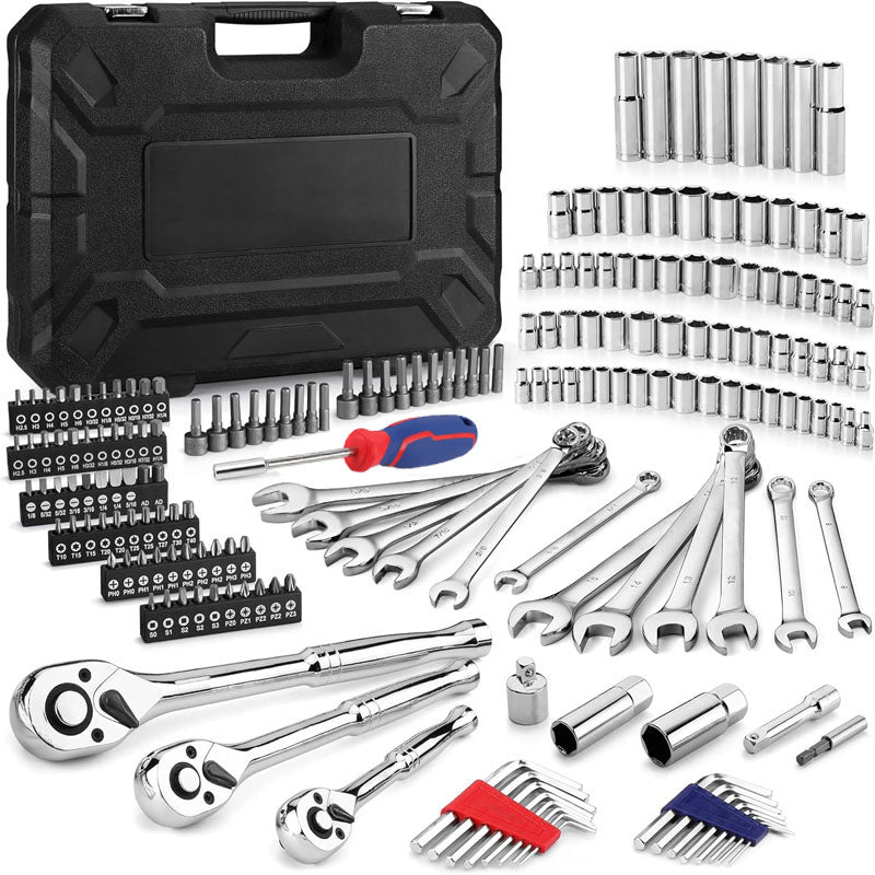 BowLift | 192-Piece Socket Wrenches SAE&Metric 1/2'' 1/4'' 3/8'' Drive Socket Ratchet Wrench Set with Molded Case