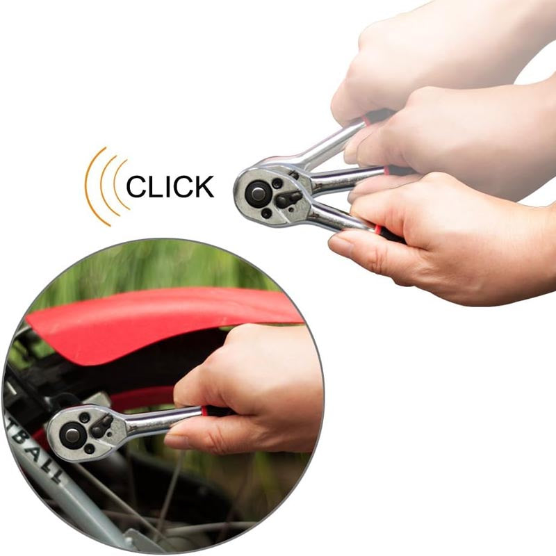 BowLift | 12pcs 1/4 Inch Socket Wrench with 10 Sockets 4-13mm and 2 Way Quick Released Ratchet Handle and Extension Bar