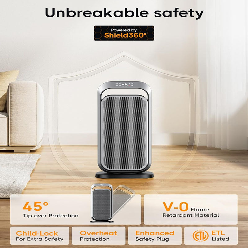 BowLift | 15 Inch Space Heaters Electric Space Heater with Thermostat Remote Control 70°Oscillation for Bedroom Home Office About this item
