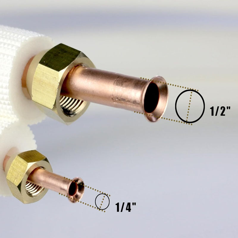 BowLift | 16ft Length Mini Split Line Set 1/4" & 3/8" O.D Copper Pipes Tubing and Triple-Layer Insulation  for Mini Split Air Conditioner HVAC or Heat Pump System