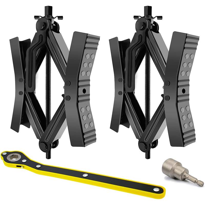 BowLift | Wheel Chock Stabilizer ，2pcs RV Travel Trailer Camper Wheel Shock Absorbers, Heavy Duty RV Tire Scissor Locks X-Bolt Accessories with Wrench