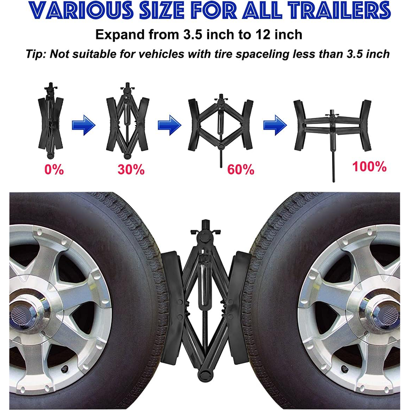 BowLift | Wheel Chock Stabilizer ，2pcs RV Travel Trailer Camper Wheel Shock Absorbers, Heavy Duty RV Tire Scissor Locks X-Bolt Accessories with Wrench