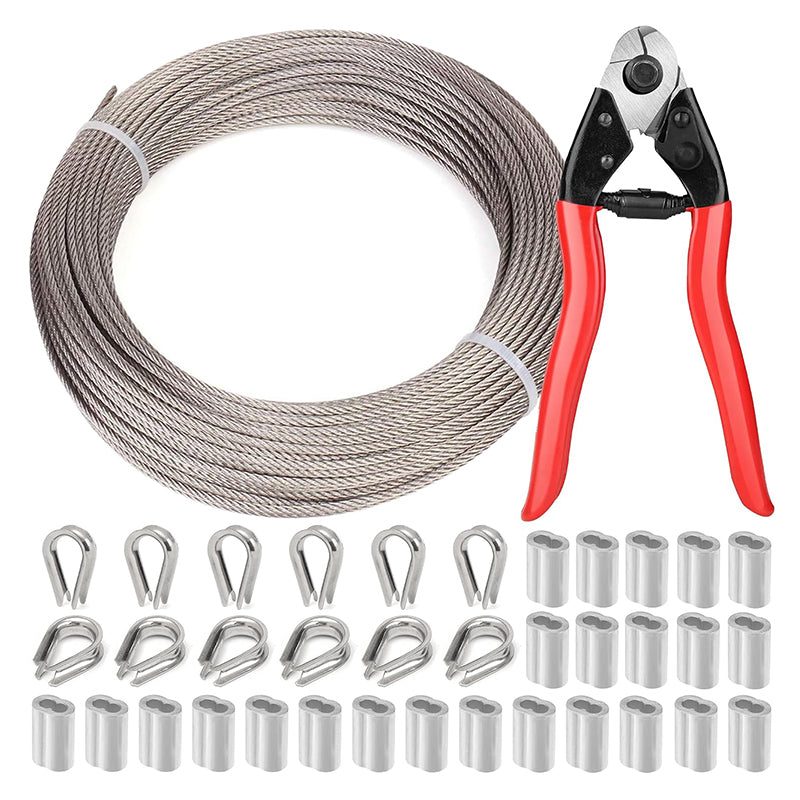 BowLift | 1/8" Stainless Steel Cable 100FT Wire Rope 7x7 Strand Core Metal Wire for Deck Railing System,Garden Fence,Wire Aircraft Cable