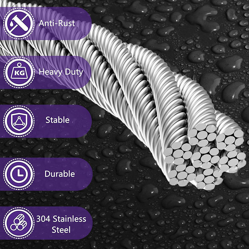 BowLift | 1/8" Stainless Steel Cable 100FT Wire Rope 7x7 Strand Core Metal Wire for Deck Railing System,Garden Fence,Wire Aircraft Cable