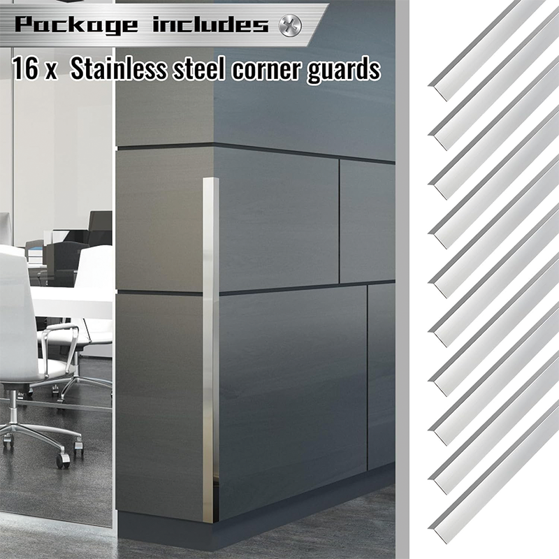 BowLift | Stainless Steel Corner Guards 1 x 1 x 48 inch,4 Sets of 16 Pieces per Set,Corner Protector Metal Wall Corner Guard Wall Protection