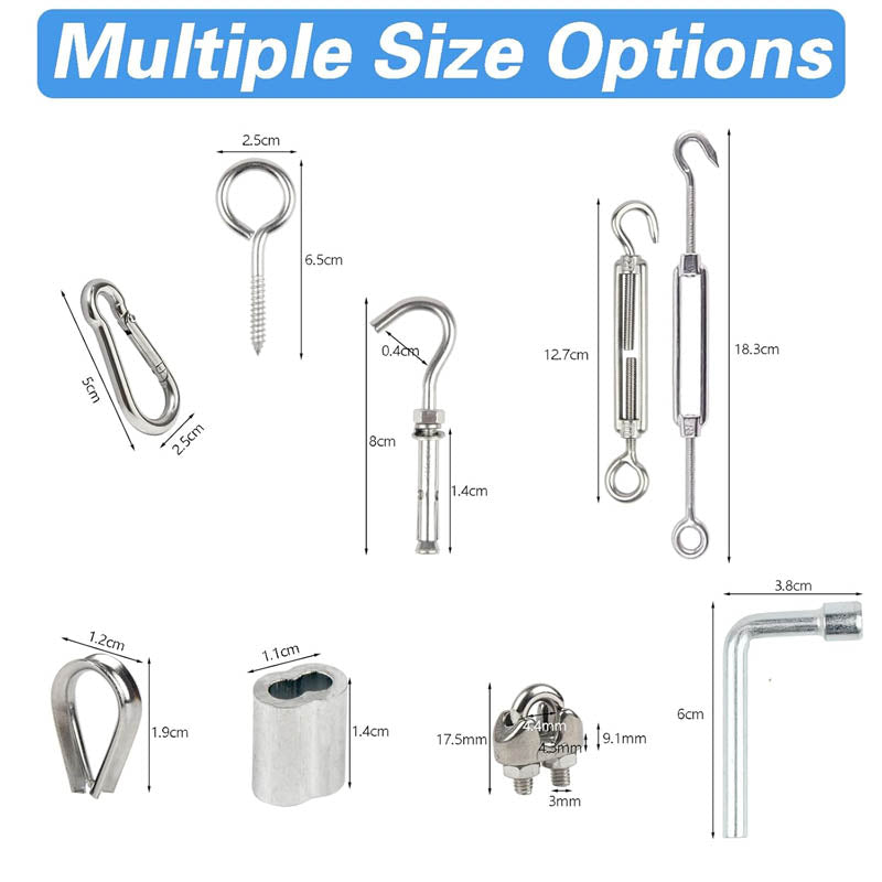BowLift | Stainless Steel Cable 1/8" Wire Rope Kit 200FT Turnbuckles for Cables Wire for Handrail Stair Decking Fence Outdoors