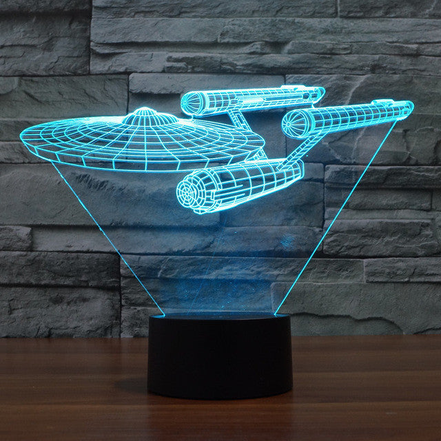 BowLift | Lumora 3D Star Trek Enterprise Ship LED Lamp - Multicolor optical illusion light