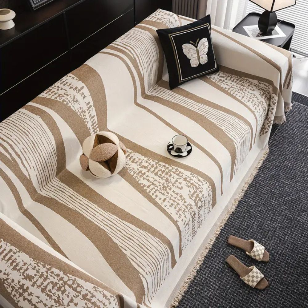 BowLift | Stone Bohemian Fringe Sofa Cover