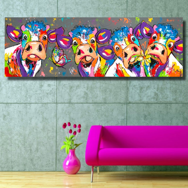 BowLift | Colorful Cows Home Decor Canvas Painting HD Print Frameless Painting Core, Size: 40×120cm