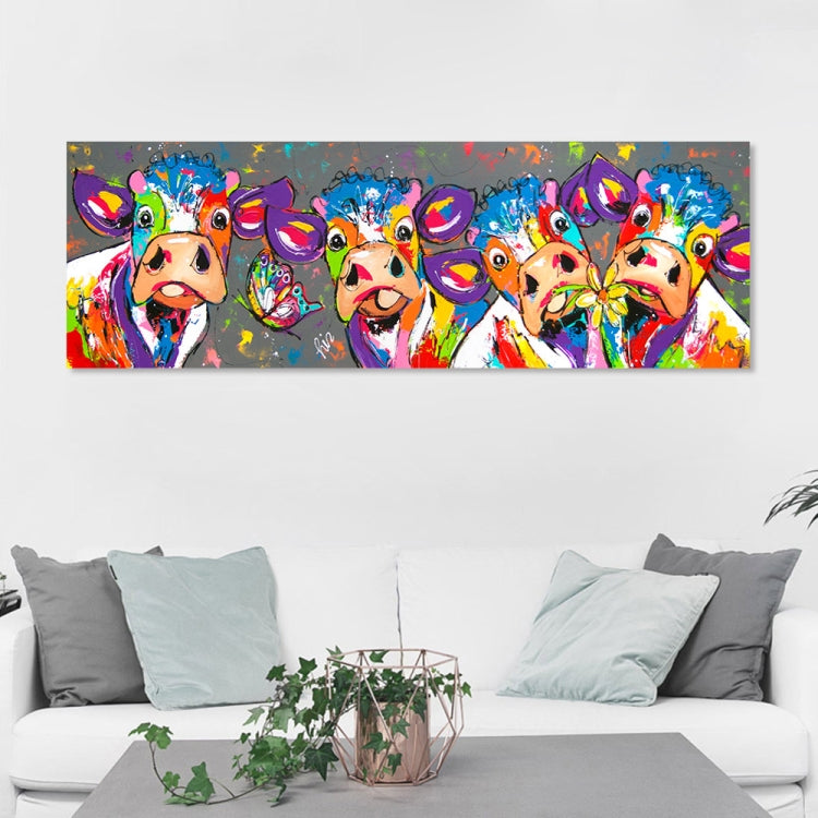 BowLift | Colorful Cows Home Decor Canvas Painting HD Print Frameless Painting Core, Size: 40×120cm