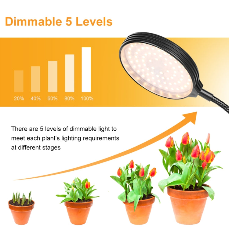 BowLift | LED Plant Growth Lamp USB Remote Control Clip Waterproof Full Spectrum Natural White Seedling Plant Light, Power: 45W Three Heads