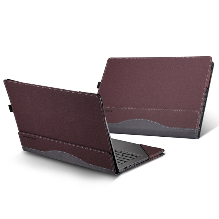 BowLift | For Samsung Galaxy Book 4 360 15.6 Inch Leather Laptop Anti-Fall Protective Case with Stand (Wine Red)