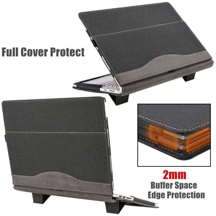BowLift | For Samsung Galaxy Book 4 360 15.6 Inch Leather Laptop Anti-Fall Protective Case with Stand (Black)
