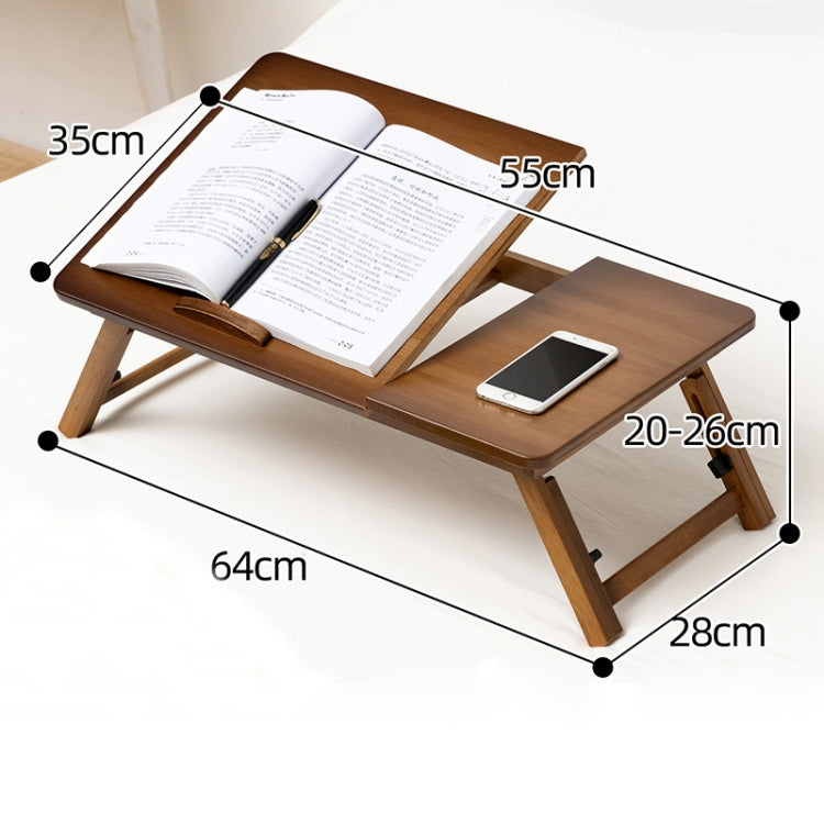 BowLift | 741ZDDNZ Bed Usage Folding Height Adjustable Laptop Table Dorm Study Table, Specification: Classic Tea Color 64cm Thickness Bamboo