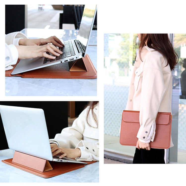 BowLift | PU08DZ Leather Laptop Interior Compartment Bag with Stand Function, Size: 14.1-15.4 Inches (Sapphire Blue)