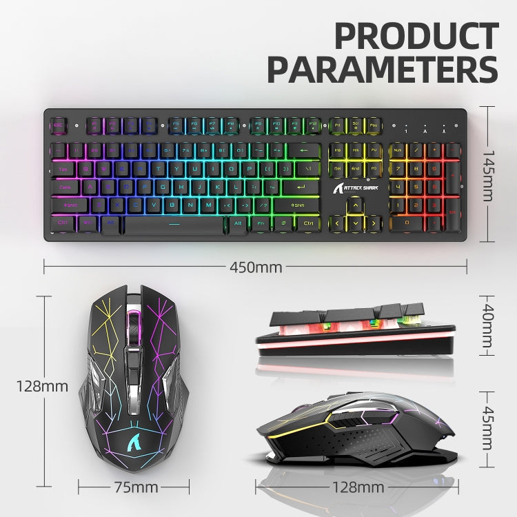 BowLift | Attack Shark T3RGB RGB Illuminated Wireless Keyboard and Mouse Set (Black)