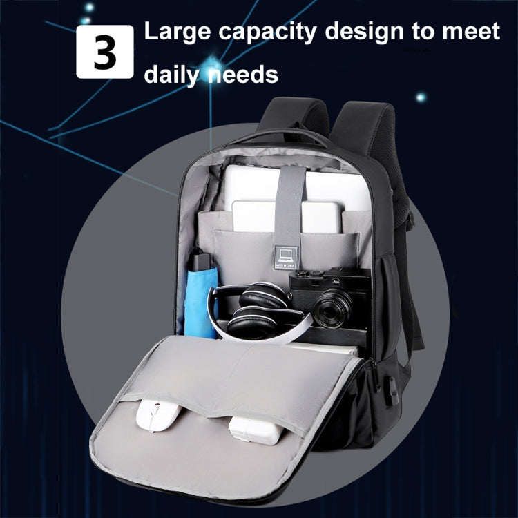 BowLift | Expandable waterproof laptop backpack for business with USB port (Black)