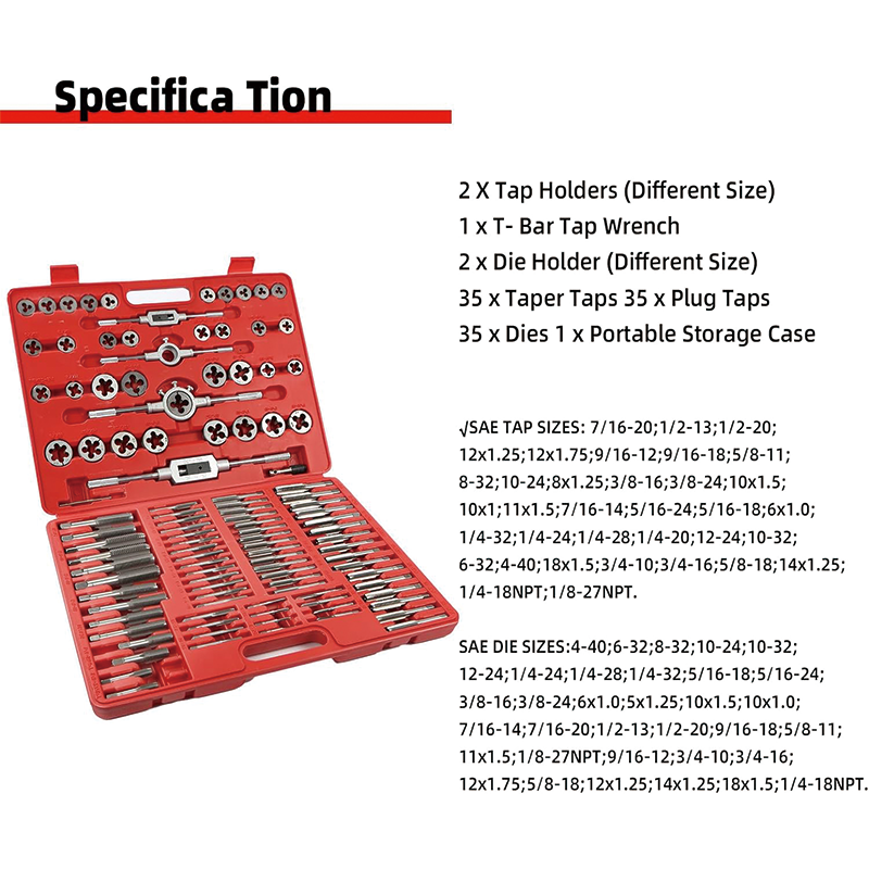 BowLift | 110 Piece Tap and Die Set, Metric Tap and Die Set for Cutting External Internal Threads  with Storage Case