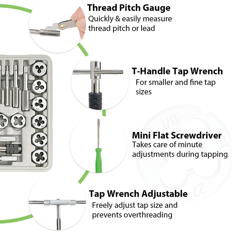 BowLift | Master Tap and Die Set, 40 Piece Metric Size M3 to M12 Coarse and Fine Threads Rethreading Tool Kit