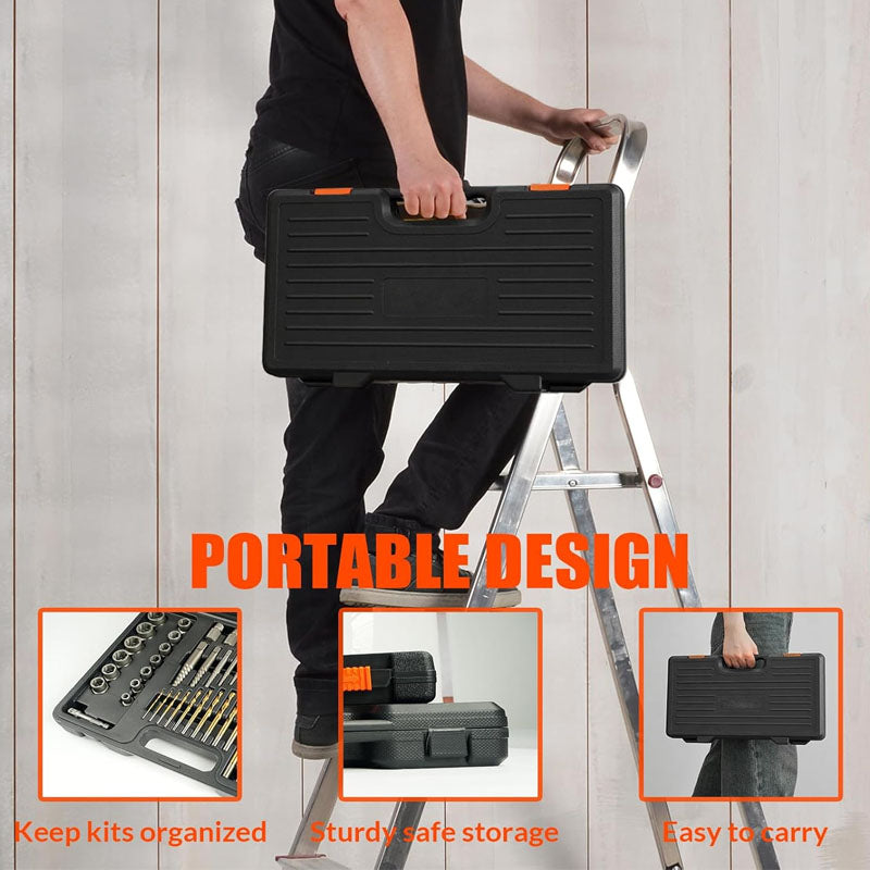 BowLift | Tap Extractors 62Pcs Screw Extractor Set with Left Hand Drill Bit for Broken Nuts Bolts Stripped Screw Remove with Portable Case