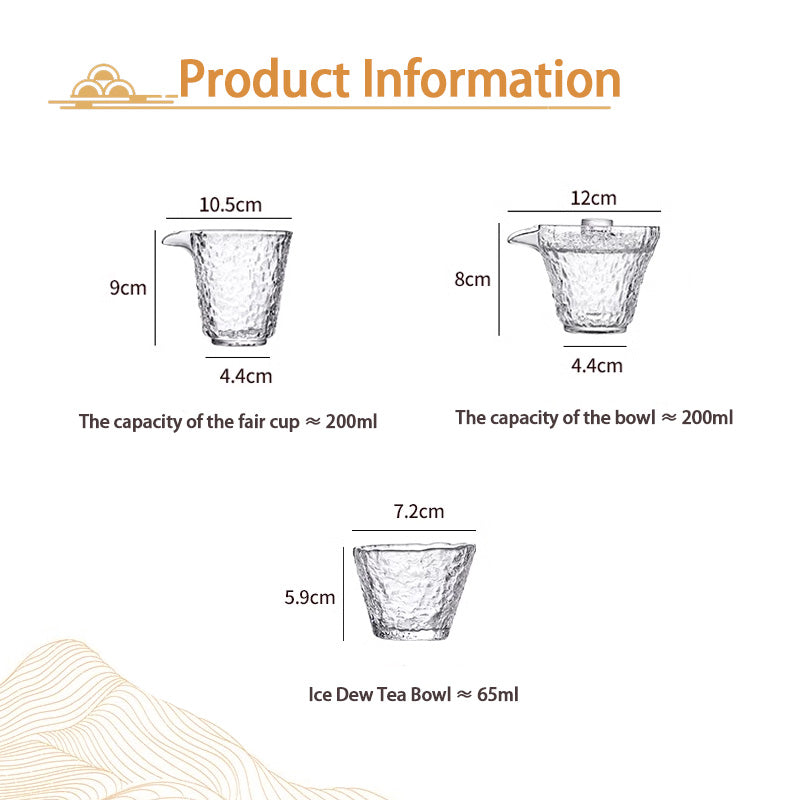 BowLift | Teacups，Glass Tea Set, Tea Set, Household Kung Fu Teacup High-End Bowl, Office Travel Tea Maker Teapot, Eight-Piece Tea Set