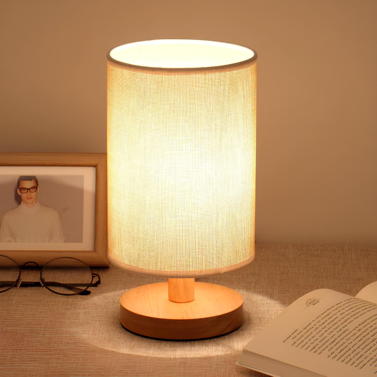 BowLift | Table Lamp Natural Wood Fabric Dimmable Light