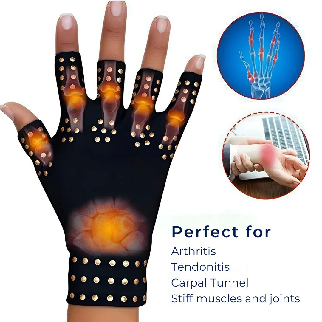 BowLift | Fingerless Gloves for Arthritis & Pain Relief - Magnetic Compression for Improved Circulation and Reduced Swelling