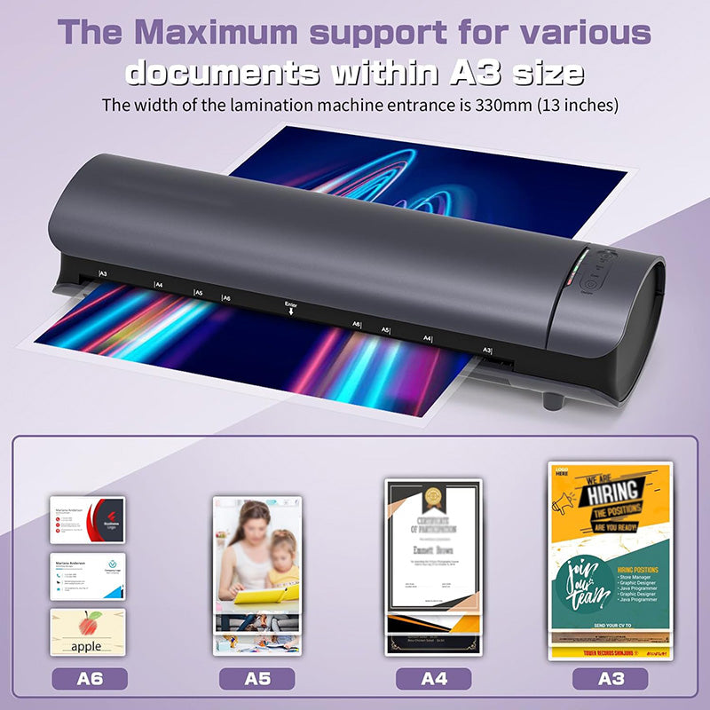 BowLift | 13 Inch Thermal Laminator Machine 11x17 Inch Laminator Personal Cold Hot Lamination Machine A3/A4/A5/A6 Laminating Machine for Home Office School Use