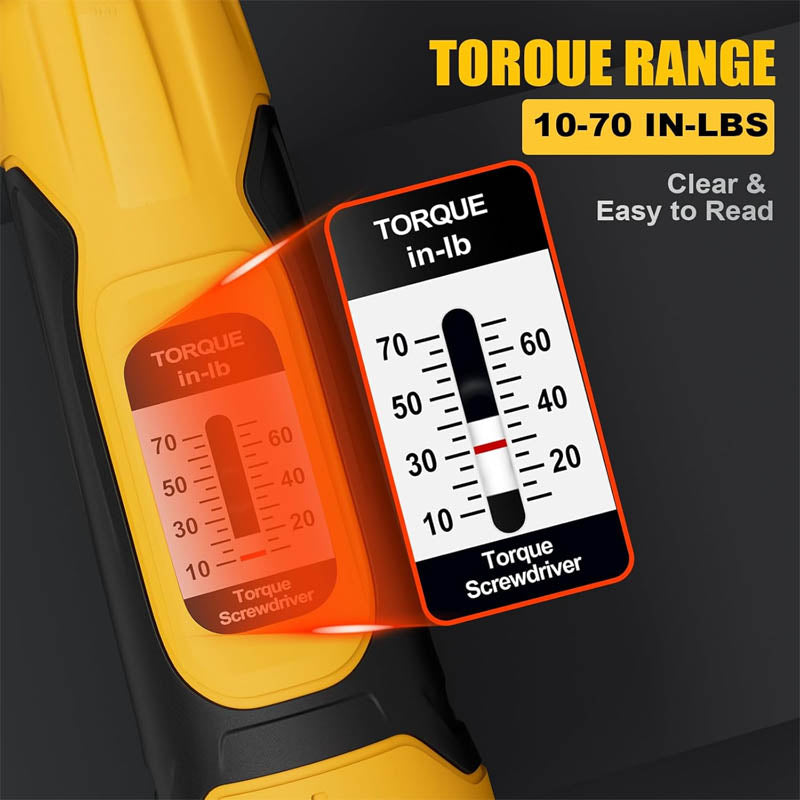 BowLift | 1/4”Torque Screwdriver 10-70 in-lbs Torque Wrench Screwdriver Set  with 20 S2 Bits and Case for Tools