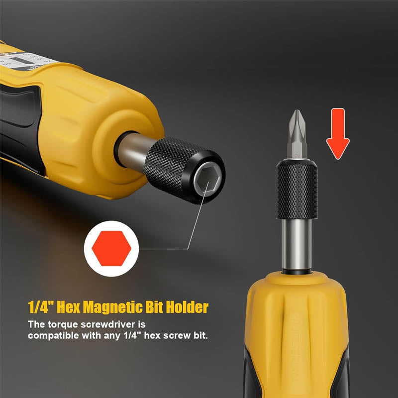 BowLift | 1/4”Torque Screwdriver 10-70 in-lbs Torque Wrench Screwdriver Set  with 20 S2 Bits and Case for Tools