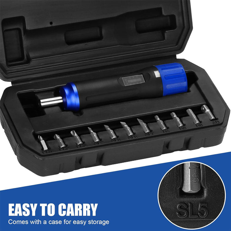 BowLift | 1/4 inch Drive Torque Screwdriver  Wrench 10 to 70 Inch Pounds Torque Wrench with Bits &Case