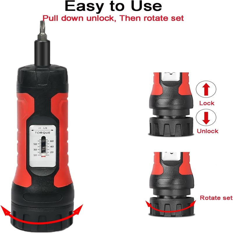 BowLift | 1/4" Drive Torque Screwdrivers 10-65 Inch Pounds Torque Screwdriver Set for Maintenance