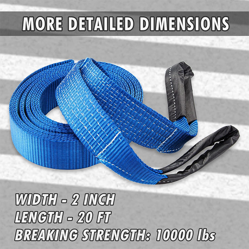 BowLift | Tow Strap 2" x 20' Tow Belt Heavy Duty 10,000Lbs Tow Strap Off Road Towing Rope with Reinforced Loops for Recovery Vehicles