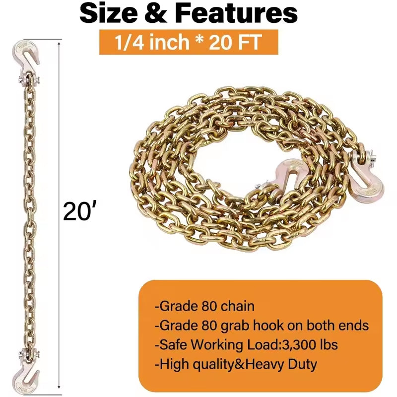 BowLift | Wholesale Price 1/4" G80 Galvanized Gimbal Drag Industrial Cable Truck Tow Chain