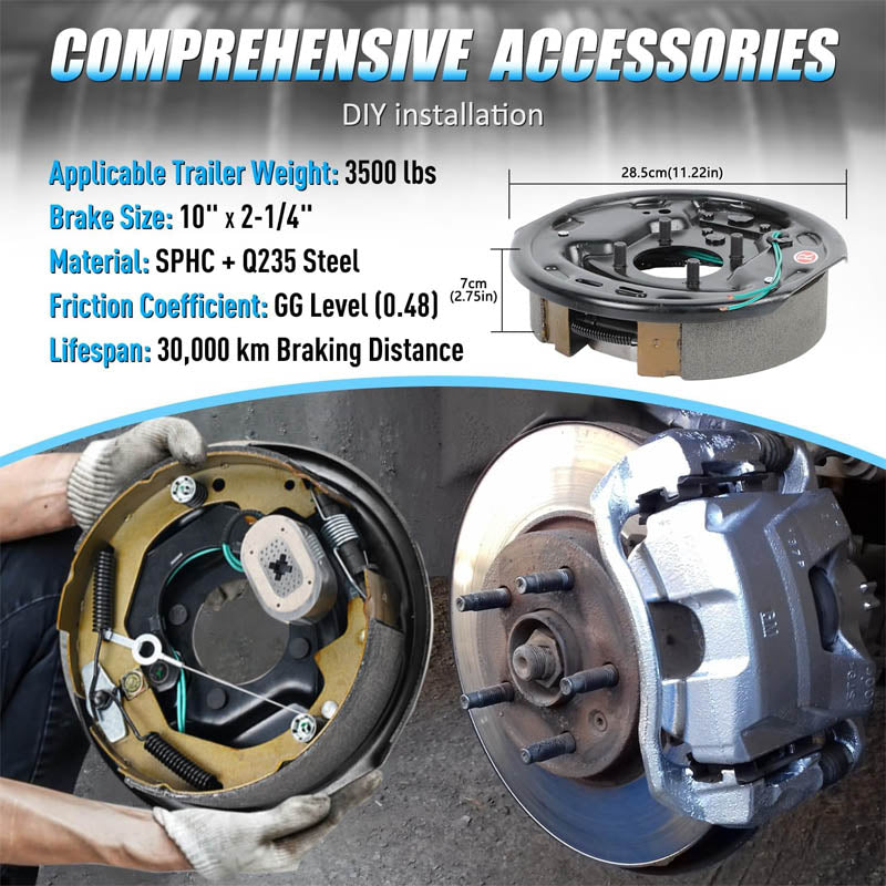 BowLift | Trailer Electric Brake with 2 right and 2 left brakes Axles size 7000 pounds 21003 10" X 2-1/4" 4 brakes