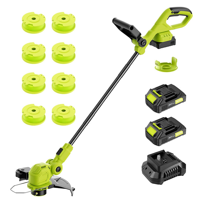 BowLift | 12-inch 20V Cordless String Trimmer Auto Line Feed Lawn Edger with 8 Pcs Grass Cutter Spool Line and 2 Spool Cap