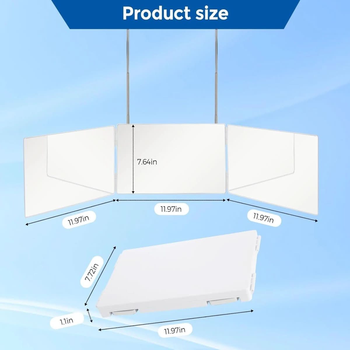 BowLift | Foldable 3-way mirror with hook for make-up, hair styling & shaving