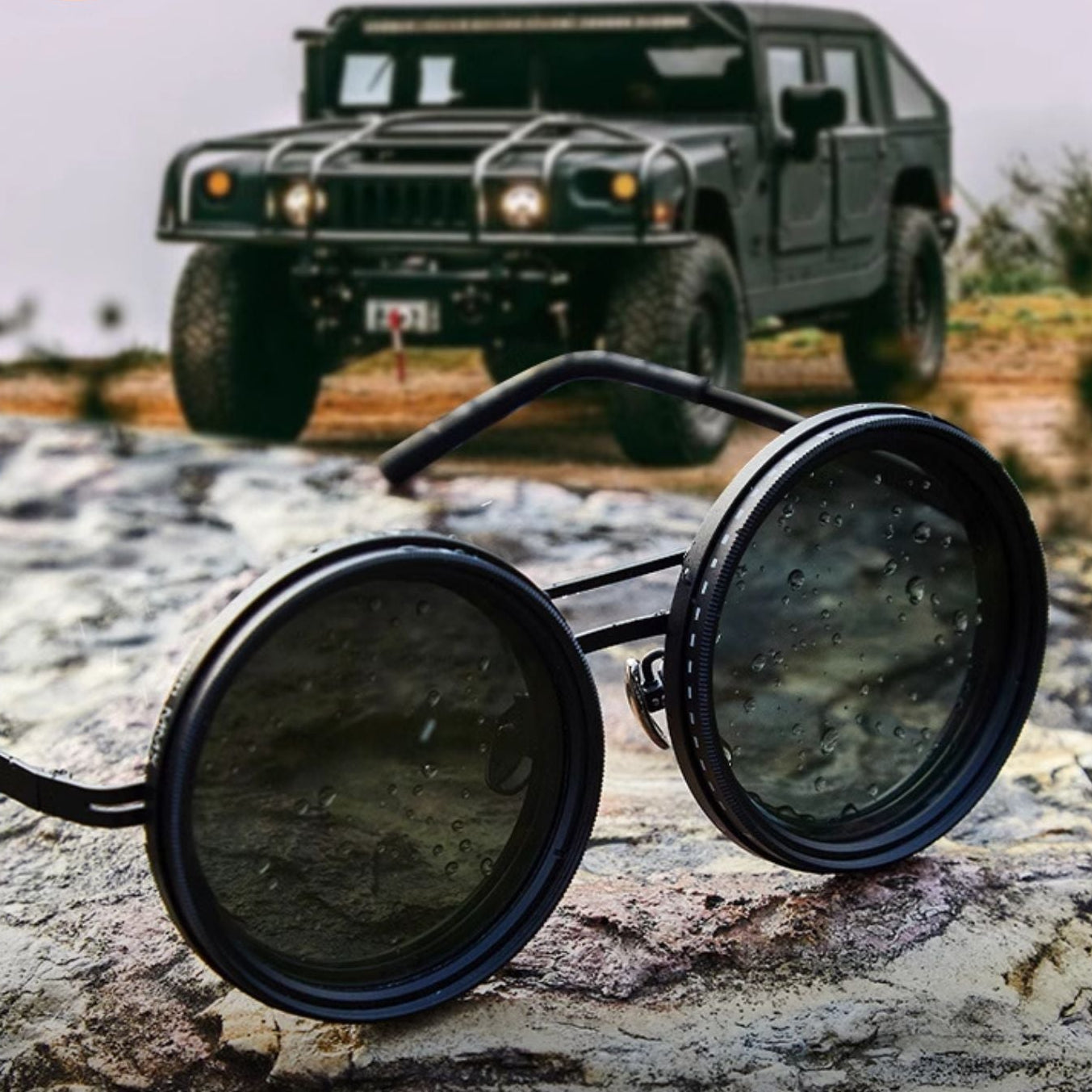 BowLift | Unisex Round Polarised Sunglasses – Adjustable Light Reduction – Premium Metal Frame