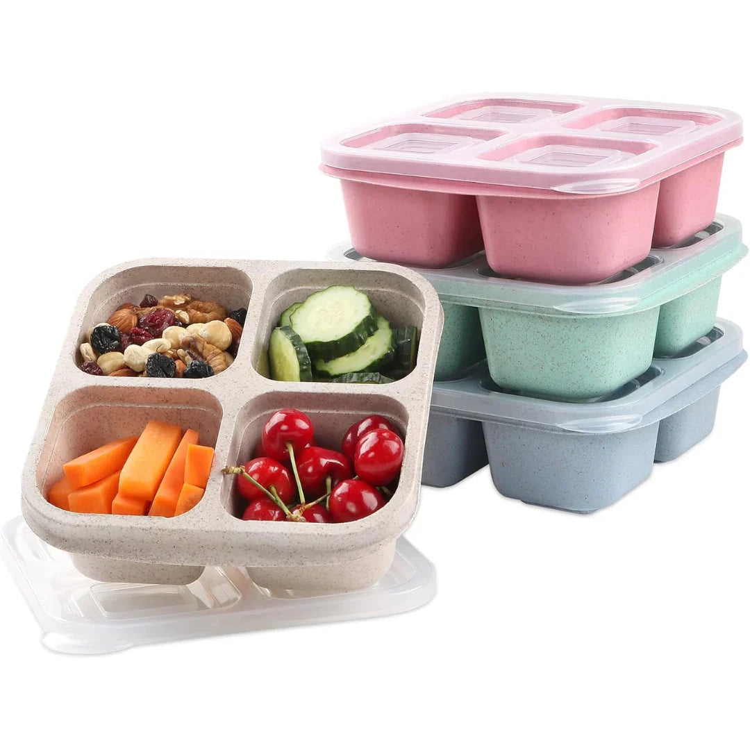 BowLift | Bento-Style 4-Compartment Meal Prep Boxes in 4-Pack – Sustainable and Practical
