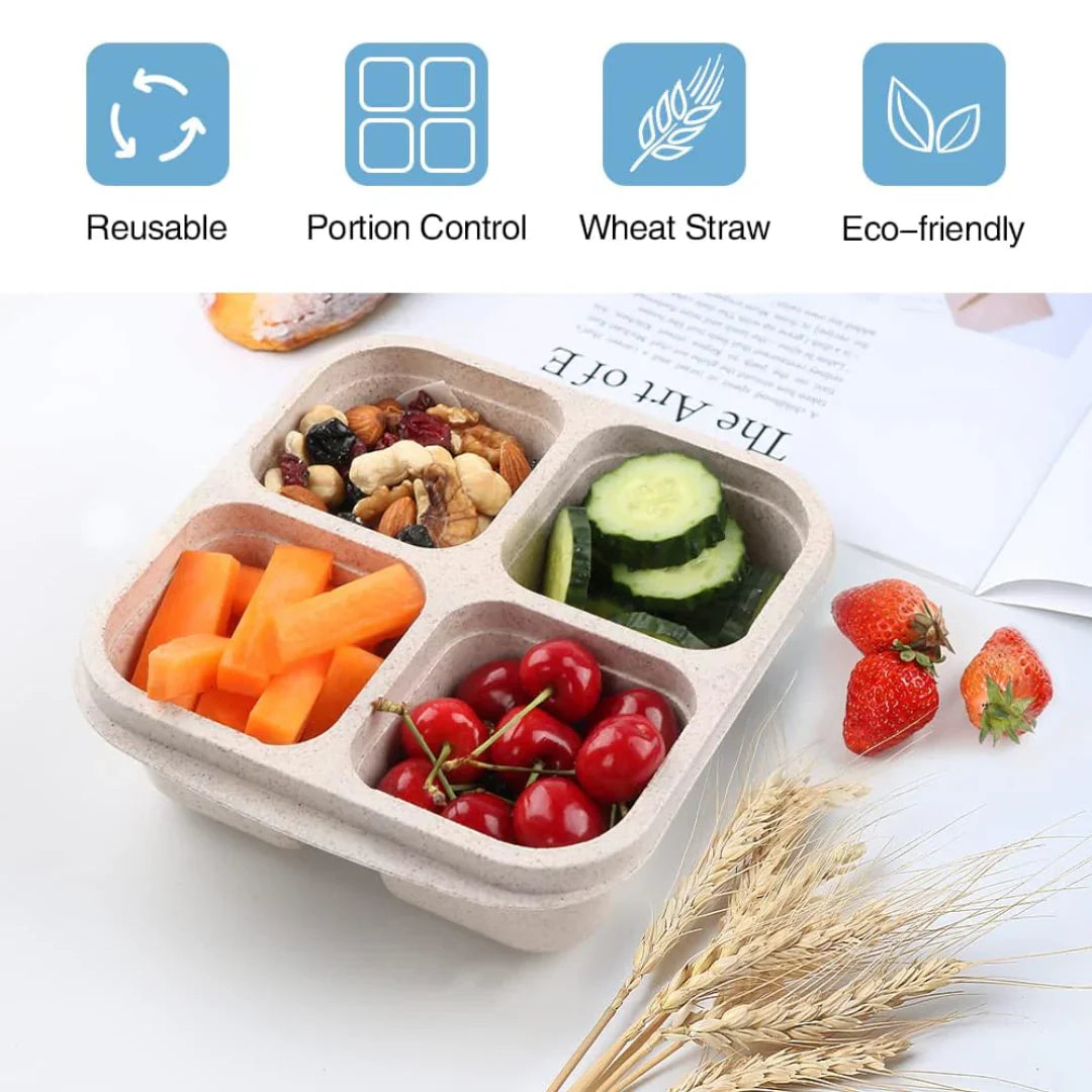 BowLift | Bento-Style 4-Compartment Meal Prep Boxes in 4-Pack – Sustainable and Practical