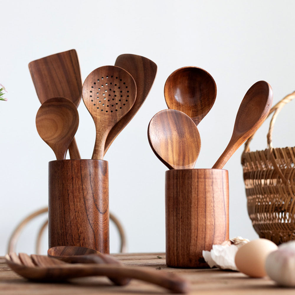 BowLift | Elegant Eco-Friendly Teak Utensil Collection for Every Chef - Non-Scratch & Easy to Clean